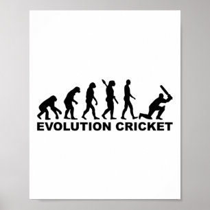 Affiche T-shirt de cricket Evolution Of Man 