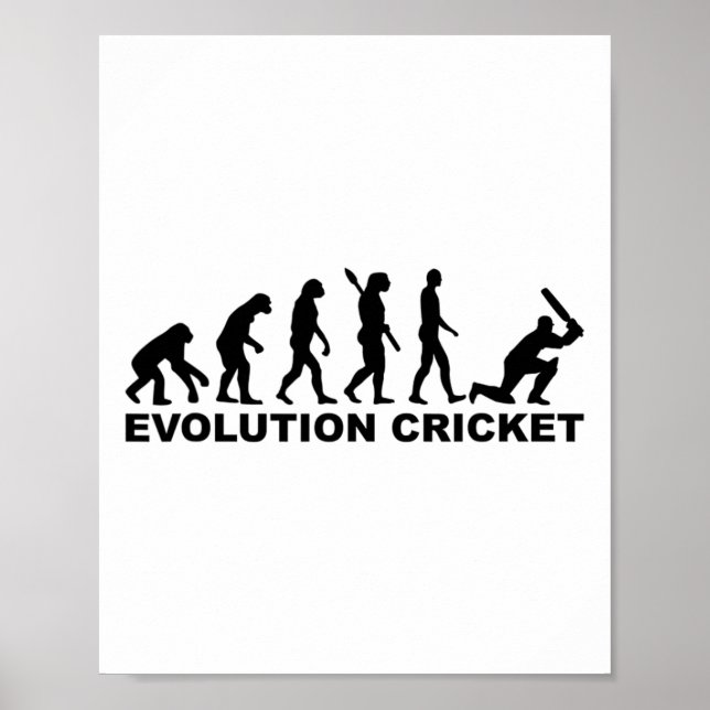 Affiche T-shirt de cricket Evolution Of Man  (Devant)