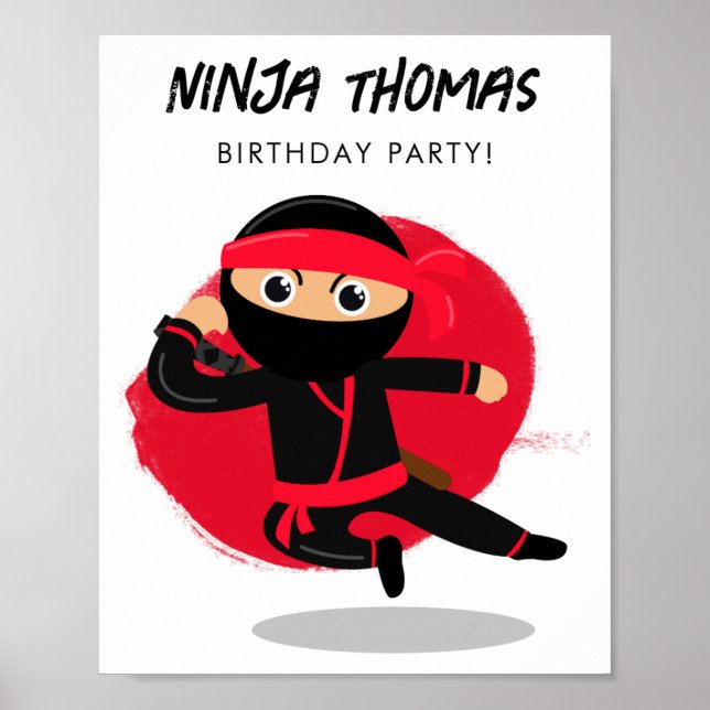 Affiche T-shirt de fête d'anniversaire pour enfants ninja  (Devant)