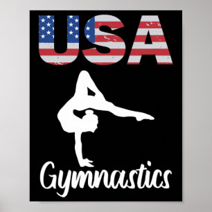 Affiche T-Shirt De Gymnastique Drapeau Américain Usa Gymna
