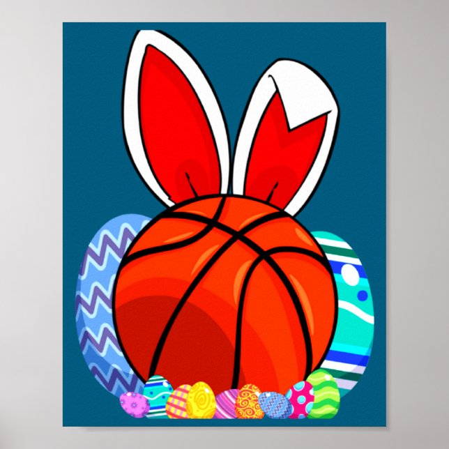 Affiche T-shirt de lapin de Pâques de basketball pour enfa (Devant)