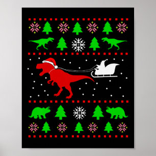 Affiche T-shirt de Noël laid à dinosaures pour adultes et 