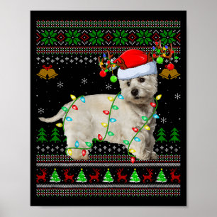 Affiche T-shirt de Noël moche Westie Chien Terrier West Hi