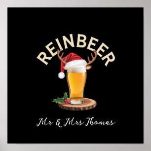 Affiche T-shirt de Noël Reinbeer, cadeau drôle de bière po