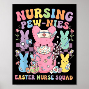 Affiche T-shirt de Pâques Infirmière Retro Lapin Nursing S