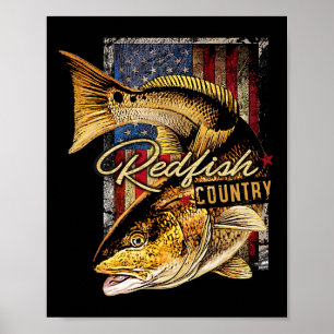 Affiche T Shirt de pêche en eau salée Redfish Country