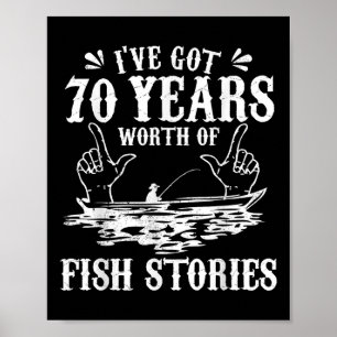 Affiche T-shirt de pêcheur pour 70e anniversaire Cadeau de