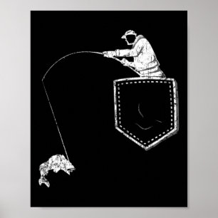 Affiche T Shirt De Poche De Pêche Drôle Pour Papa