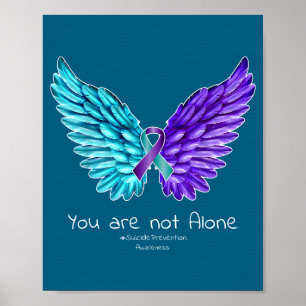 Affiche T-shirt de prévention du suicide ailes et ruban Su