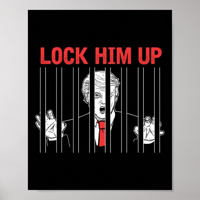 Affiche T-shirt de protestation anti-Trump Lock Him Up (Devant)