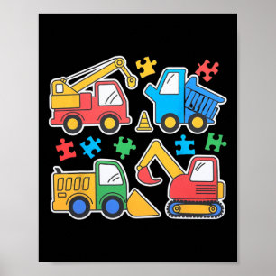 Affiche T-shirt de sensibilisation à l'autisme excavatrice