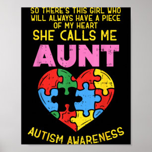 Affiche T-shirt de sensibilisation à l'autisme pour tante