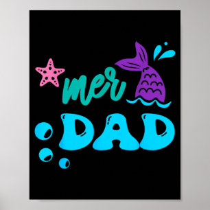 Affiche T-shirt de sirène pour papa de la mer Cadeaux de f