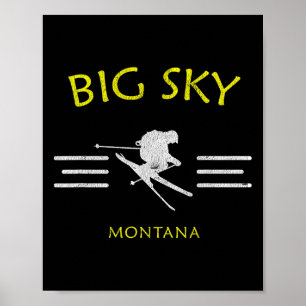 Affiche T-Shirt de Ski Big Sky Montana
