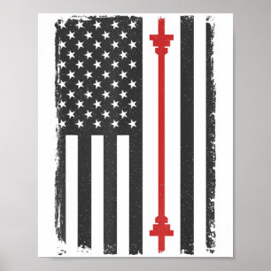 Affiche T-shirt de sport américain drapeau américain haltè