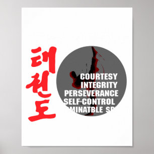 Affiche T-shirt de Taekwondo principes arts martiaux Tae K
