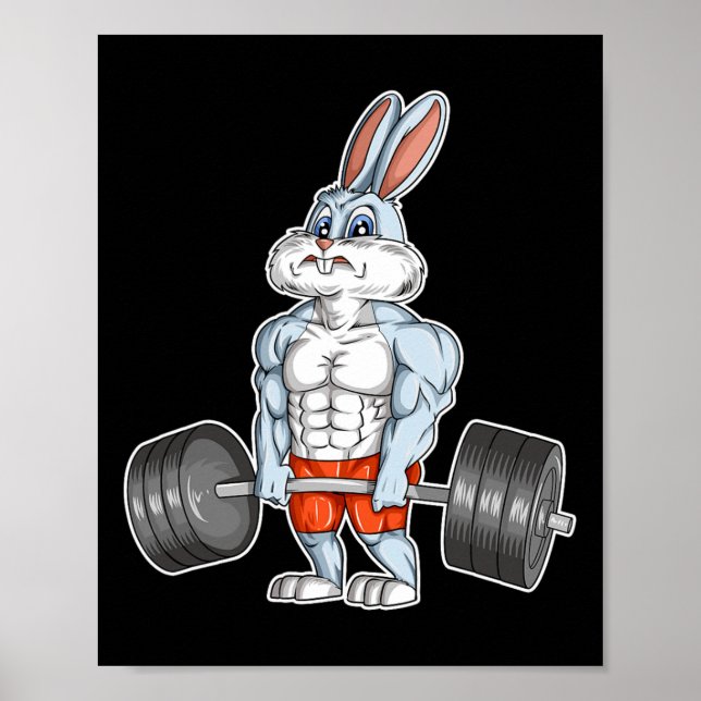 Affiche T-Shirt de travail de gym de musculation de Lapin  (Devant)