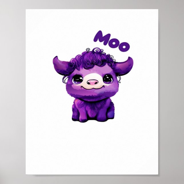 Affiche T-shirt de vache pourpre surdimensionné (Devant)