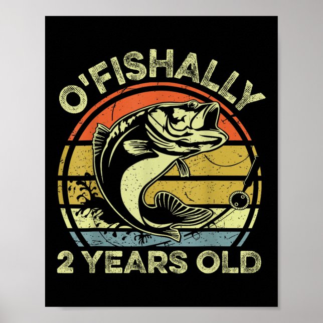 Affiche T-shirt 'Devenu pêcheur à 2 ans' pour 2e anniversa (Devant)