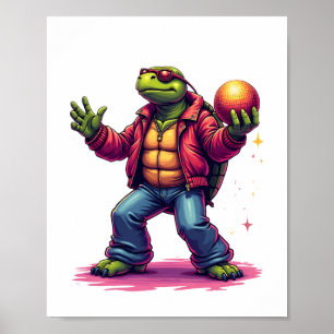 Affiche T-Shirt Disco Tortue Esthétique