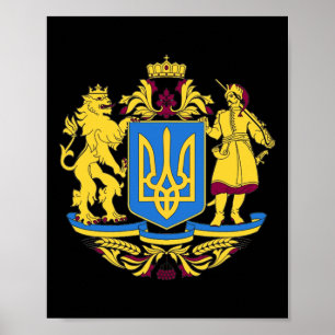 Affiche T-shirt drapeau armoiries d'Ukraine