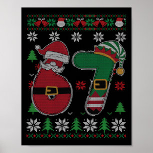 Affiche T-shirt drôle 67 Meme 6 7 pour Noël pour garçons 