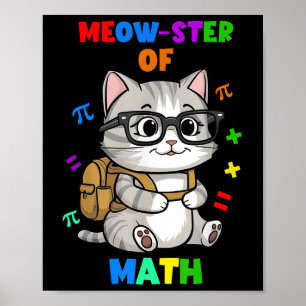 Affiche T-shirt drôle de chat de maths – Meow-stre des mat