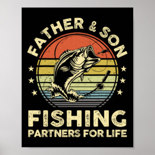 Affiche T-shirt drôle de pêche père-fils correspondant B F