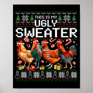 Affiche T-shirt drôle de Poule de Noël Ugly Christmas Swea