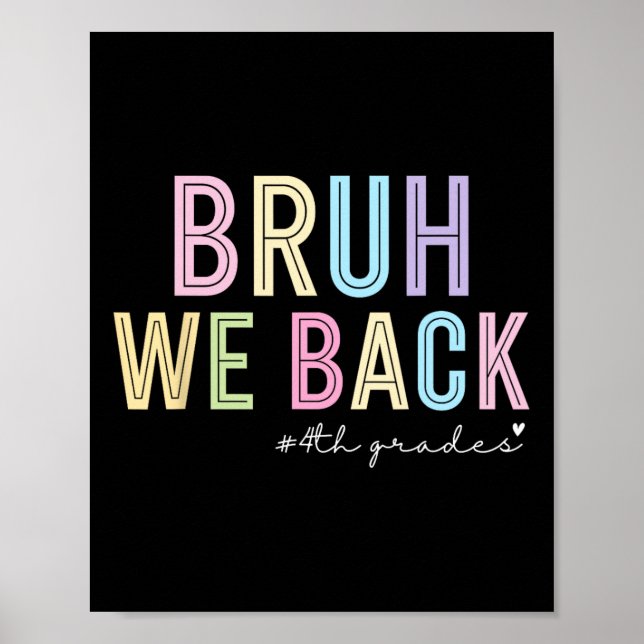 Affiche T-shirt drôle de retour à l'école en 4e année  (Devant)