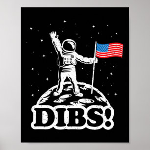 Affiche T-shirt drôle d'espace Usa Astronaute Drapeau de L