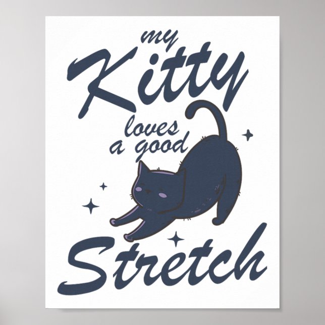 Affiche T-shirt drôle d'étirement de chat – Tee-shirt cade (Devant)