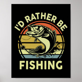 Affiche T-shirt drôle J'aimerais mieux pêcher Hommes Femme