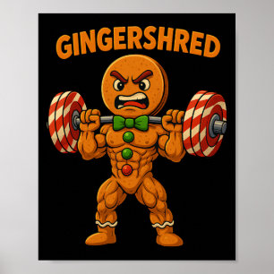 Affiche T-shirt drôle pain d'épice Noël Gym Workout Ginger