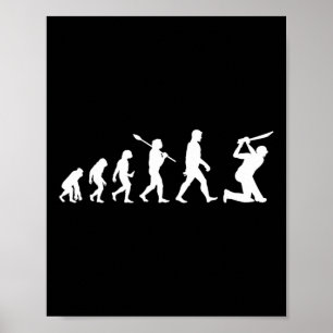 Affiche T-shirt drôle sur l'évolution du cricket pour joue