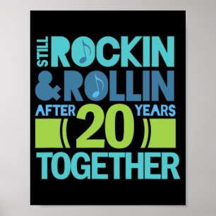 Affiche T-shirt du 20e anniversaire 20 ans ensemble Couple