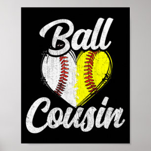 Affiche T Shirt Équipe De Baseball Softball Cousin De Ball