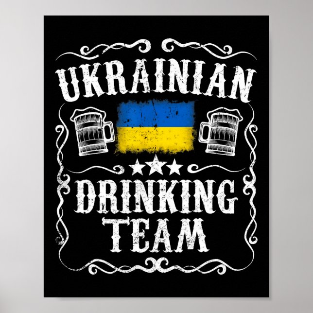 Affiche T Shirt Équipe de Boisson Ukrainienne Drapeau Ukra (Devant)