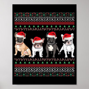 Affiche T-shirt essentiel de Noël laid pour bouledogue fra