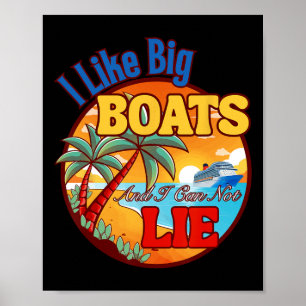 Affiche T Shirt Femmehomme Drôle Bateau de Croisière J'aim