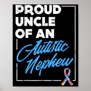 Affiche T-shirt Fier Oncle D'un Neveu Autiste Soutien Auti