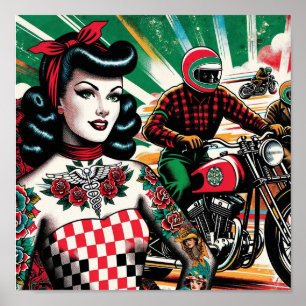 Affiche T-Shirt Fille Motocyclette