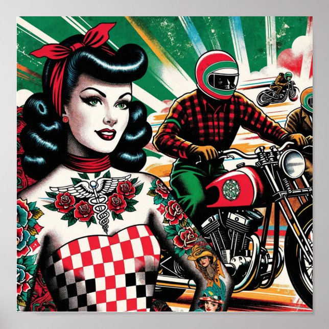 Affiche T-Shirt Fille Motocyclette (Devant)
