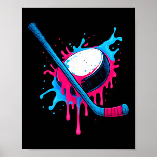 Affiche T-shirt garçon glace hockey et palet