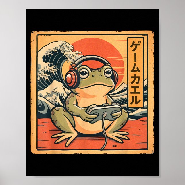 Affiche T-shirt graphique drôle de grenouille de jeu pour  (Devant)