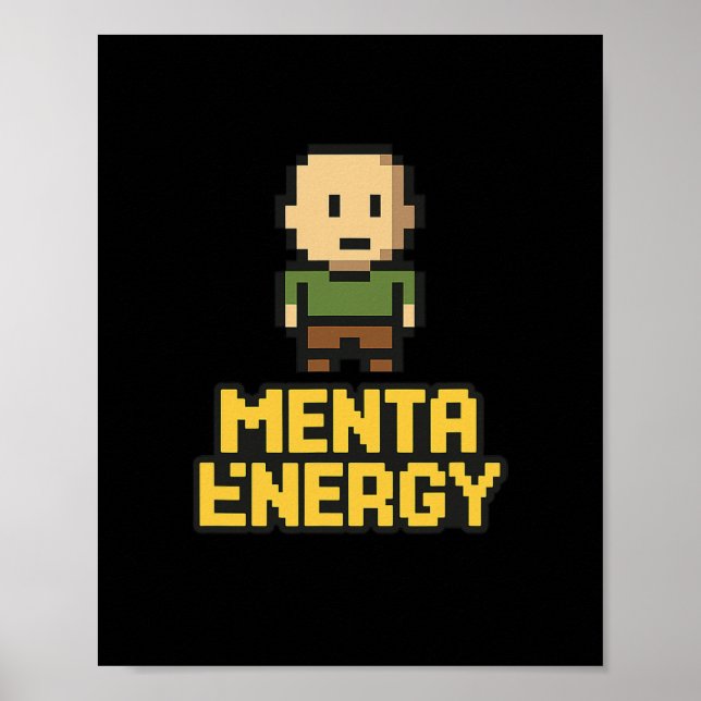 Affiche T-shirt graphique drôle de pixel de joueur d'énerg (Devant)