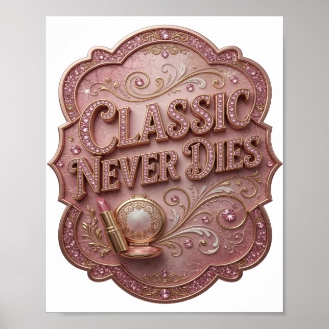 Affiche T-shirt graphique Striking Pink CLASSIC NEVER DIES (Devant)