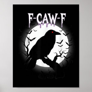 Affiche T-shirt Halloween Lune F-caw-f Corbeau Gothique