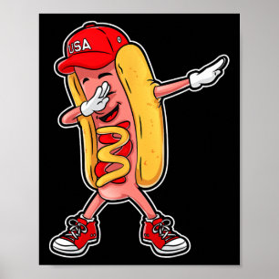 Affiche T Shirt Hot Dog Dabbing 4 Juillet Hotdog Merica
