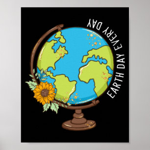 Affiche T Shirt Jour de la Terre Chaque Jour Globe Mondial